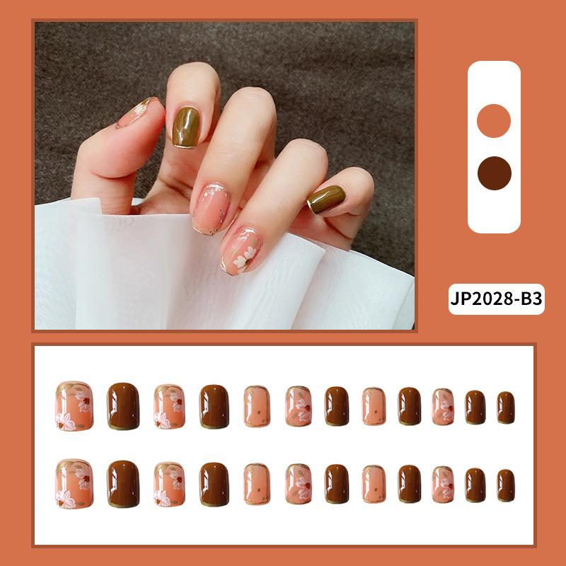 Reusable Blush Nail Art Set: 24 Detachable Wearable Nail Stickers