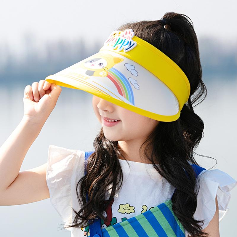 1133 children's hats summer boys and girls outdoor sun protection visor cartoon cat big brim empty top sun hat