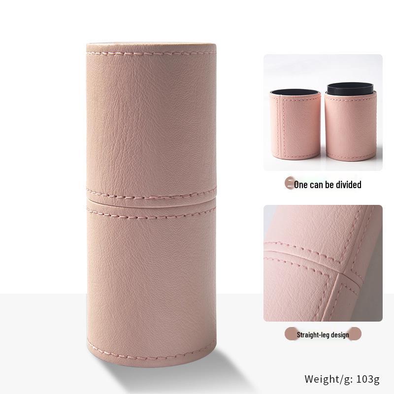 Przenośny Wielofunkcyjny Pojemnik na Pędzle do Makijażu ze Skóry PU z Pokrywką - Mały, Wodoodporny, Pyłoszczelny Rozwiązanie do Przechowywania