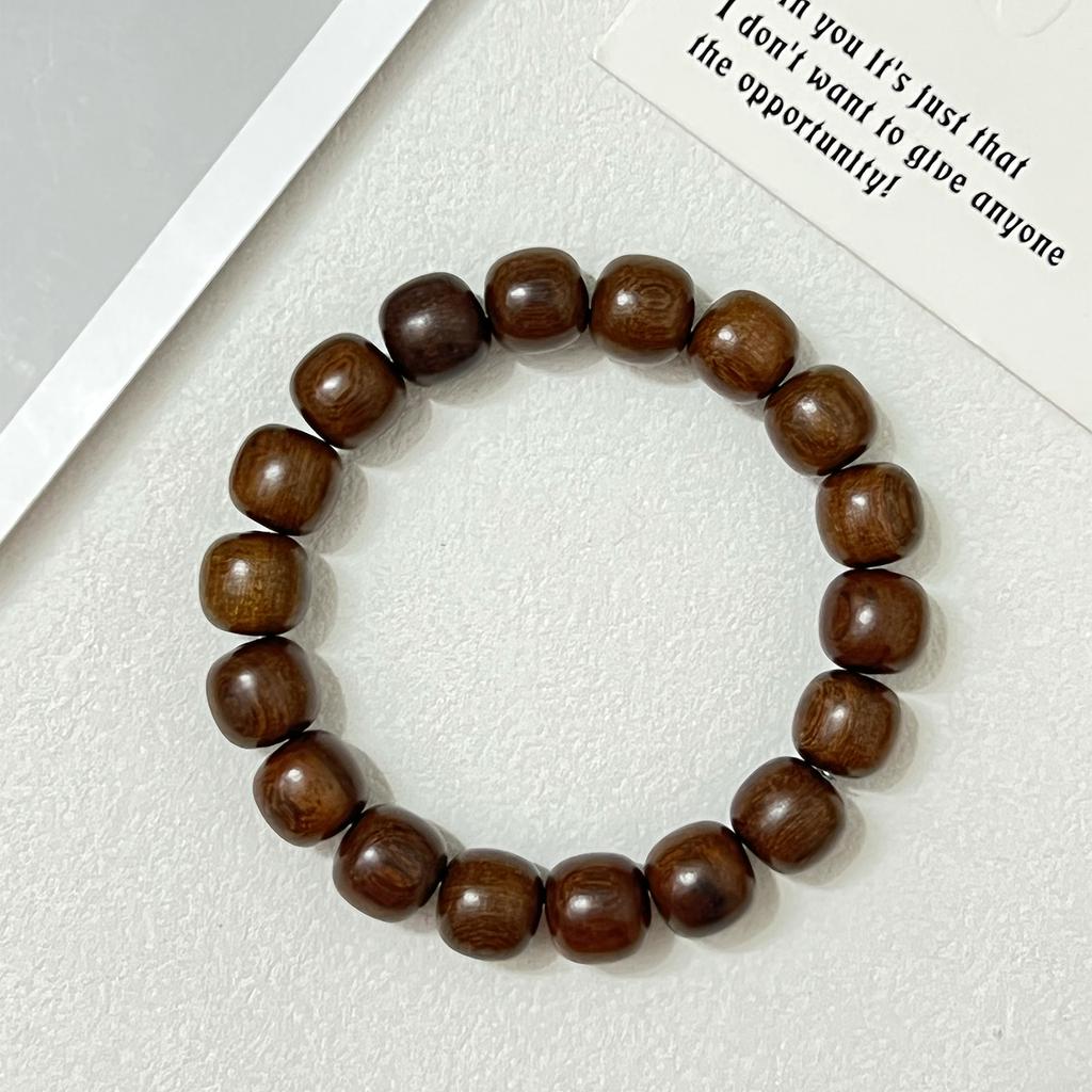 Men's Handmade Wooden Beaded Bracelet Natural Elastic Bangle DIY Beading Charms Christmas Jewelry Gift
