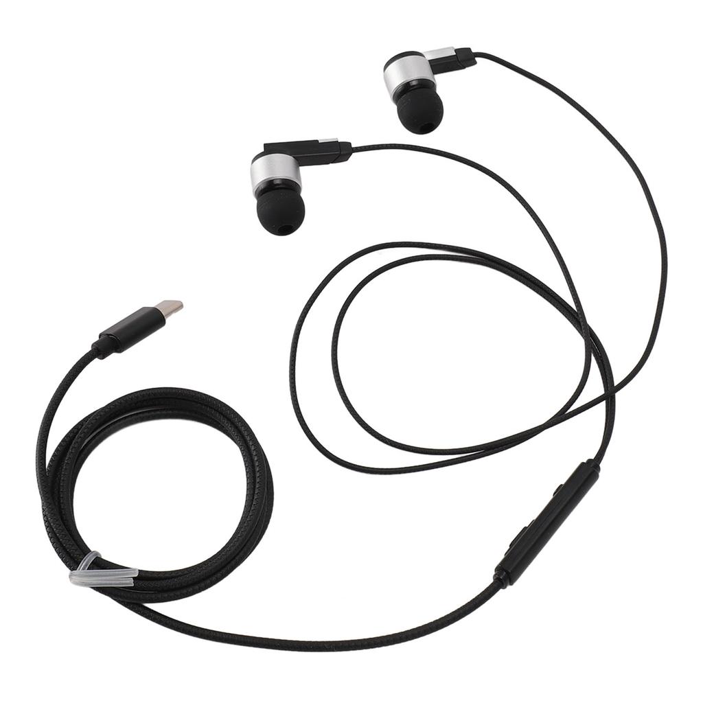 USB C Headphones Earbuds HiFi Stereo Bass Noise Canceling USB Type C Wired Earbuds with Microphone for Smartphone