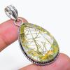 Natural Golden Rutile Gemstone 925 Sterling Silver Jewelry Pendant 2.21" AP-14220