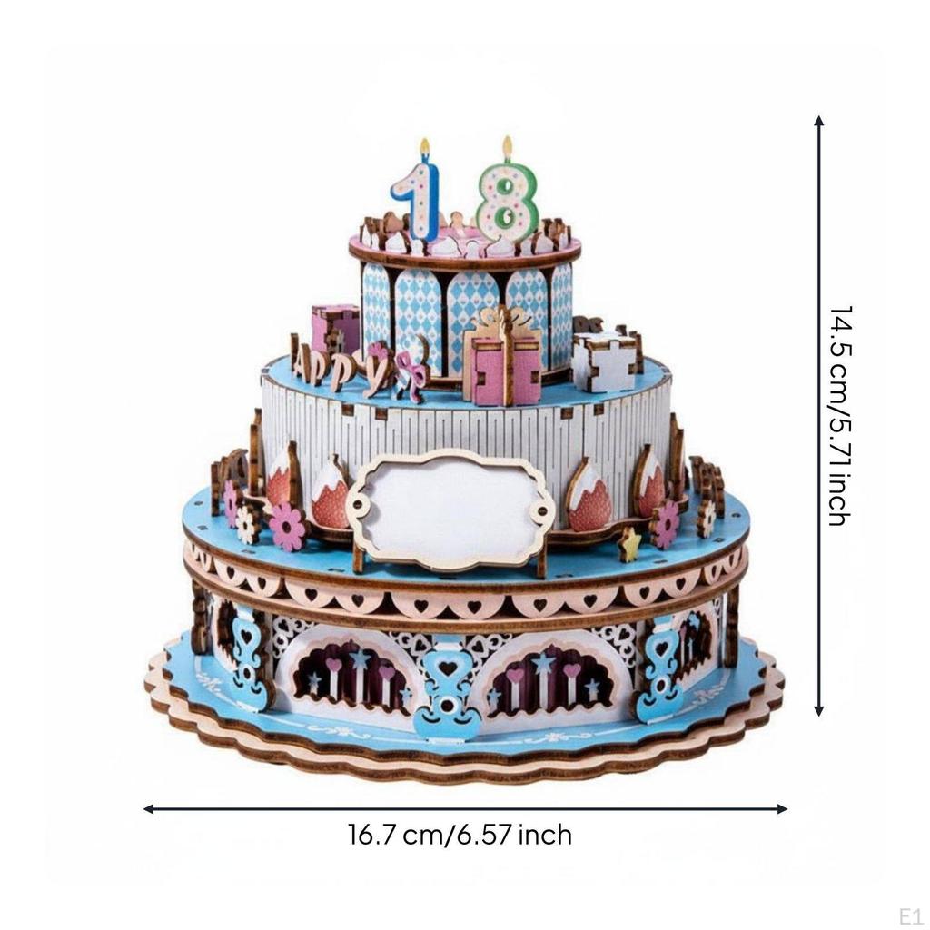 Rotating musical box Kit Birthday Gift Cake Model DIY Assembly 3D for Girls,