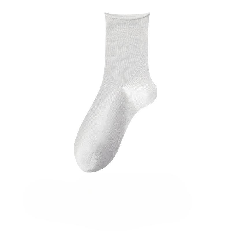 Pure Cotton Socks - Children's Summer Lightweight Rolled-edge Unlined Postpartum Socks - 100% Cotton Anti-odor Mid-calf Women's Socks