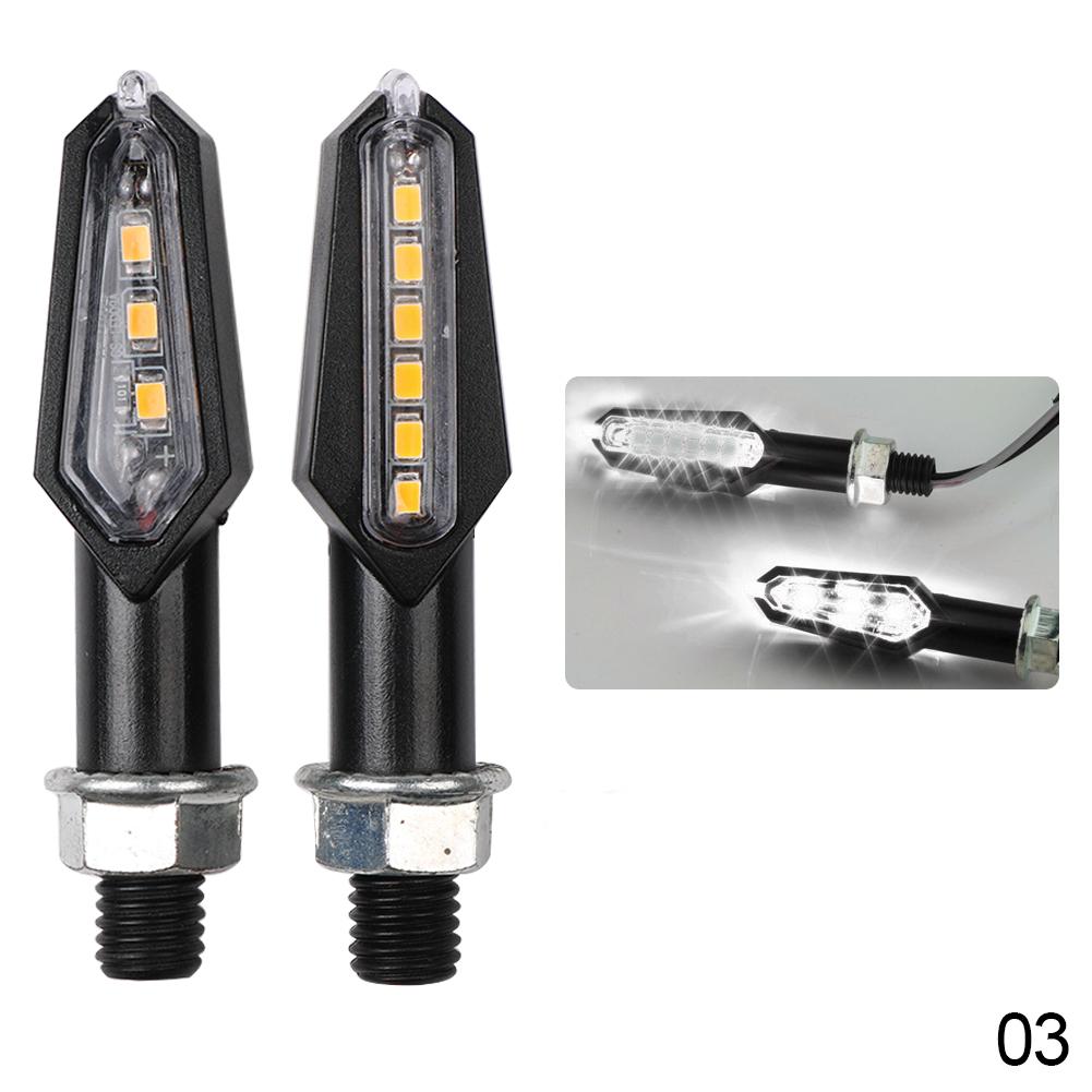 2Pcs Universal 9LED Motorcycle Turn Signal Indicator Light Blinker Double Sides Color Amber/Red/White