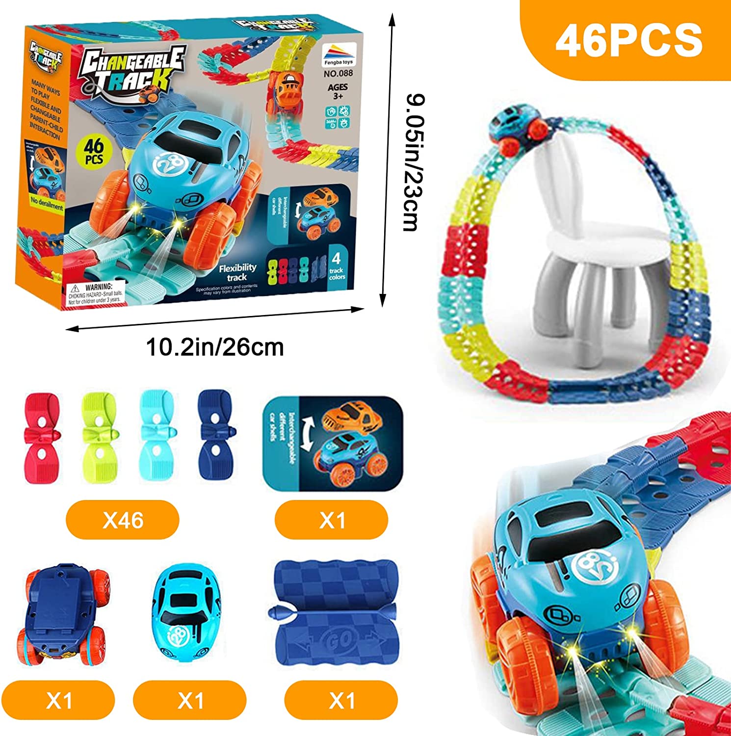 

New Zero Gravity Car Track Set,Race Track Toys For Kids With Led Light-Up Race Car,Flexible Magic Race Car Track Toys Gifts