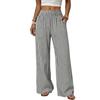 Women Wide Leg Pants Striped Pants, Summer Elastic Waist Casual Soft Lounge Trousers, Breathable Loose Fit Palazzo with Pockets