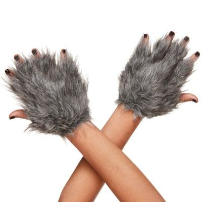 Faux Furs Furry Cats Claw Gloves Fursuit Animal Foxes Paws Fingerless Mittens Halloween Cosplay Costume Accessories