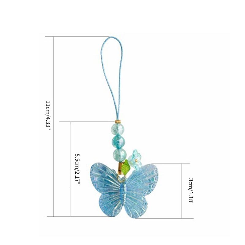 Flower Butterfly Pendant Phone Strap Portable Y2K Hanging Lanyard for Girls