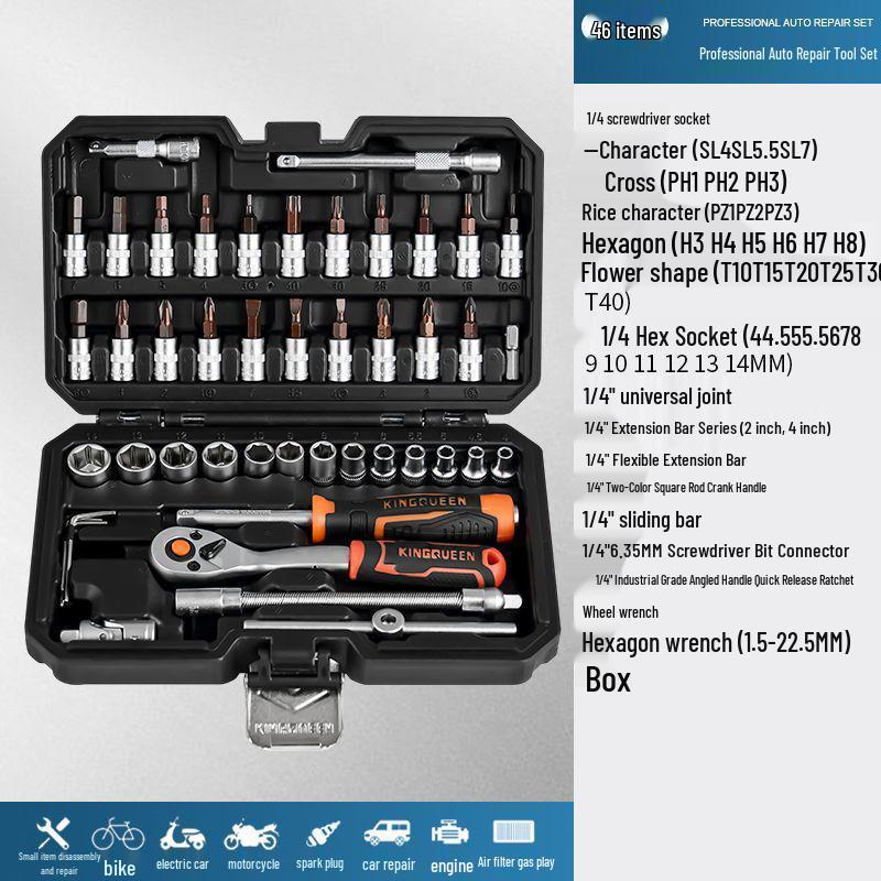 Automotive Maintenance Tool Set: Large, Medium, Small Drive Socket Wrench Combination