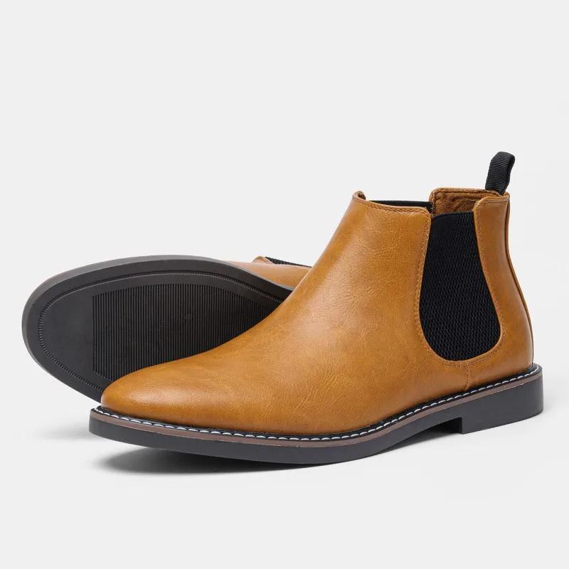 Fashion Botas Para Hombre High Quality British Men Shoe Men Chelsea Boot Fashion Leather Shoe Retro Men Large Ankle Boot Men Winter Shoe