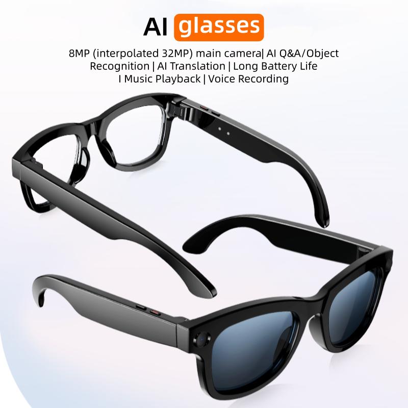 Occhiali Intelligenti Pixel AI M01Pro da 800W con Traduzione AI, Riconoscimento Oggetti, ChatGPT, Chiamate Bluetooth e Musica bianco