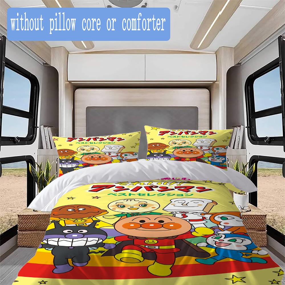 Cute Bread-man anime Pattern Bedding,Quilt Set Quilt Cover Pillowcase Home Birthday Gift (1*duvet cover+2*pillowcase,without core)ZSJT0917322