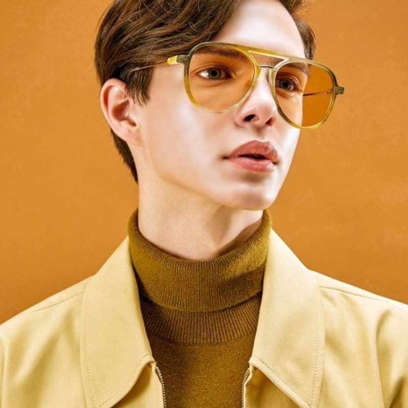 

LOOKING4U LKS1339 Two-Bridge Sunglasses C2_MUSTARD C2_MUSTARD