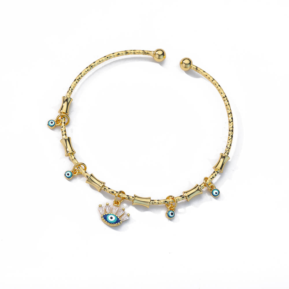 Hand Evil Eye Bracelet For Women Stainless Steel Zircon Bracelet Bangle Turkish Lucky Luxury Couple Zircon Pulseras Bijouxfemme