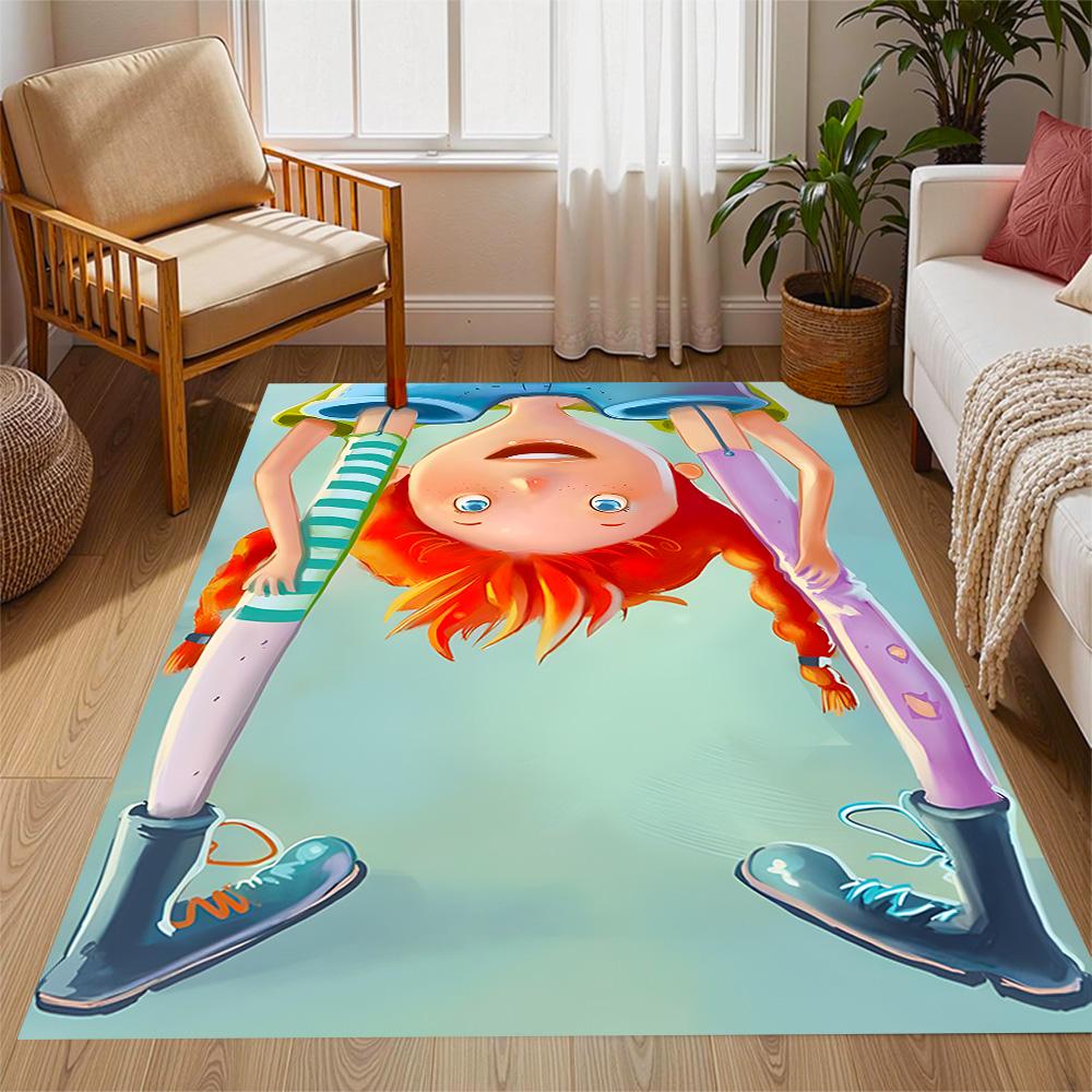 Tappeti Antiscivolo a Tema Avventure di Pippi Calzelunghe - Arredamento per la Casa in Poliestere, Adatti per Camere da Letto, Soggiorni, Ingressi, Studi e Decorazioni