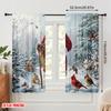 2pcs,2D Plane Printing Pattern Curtains Santa Forest Wildlife Christmas Present (2) Polyester Fabric (without Rod) Holiday Ldeal
