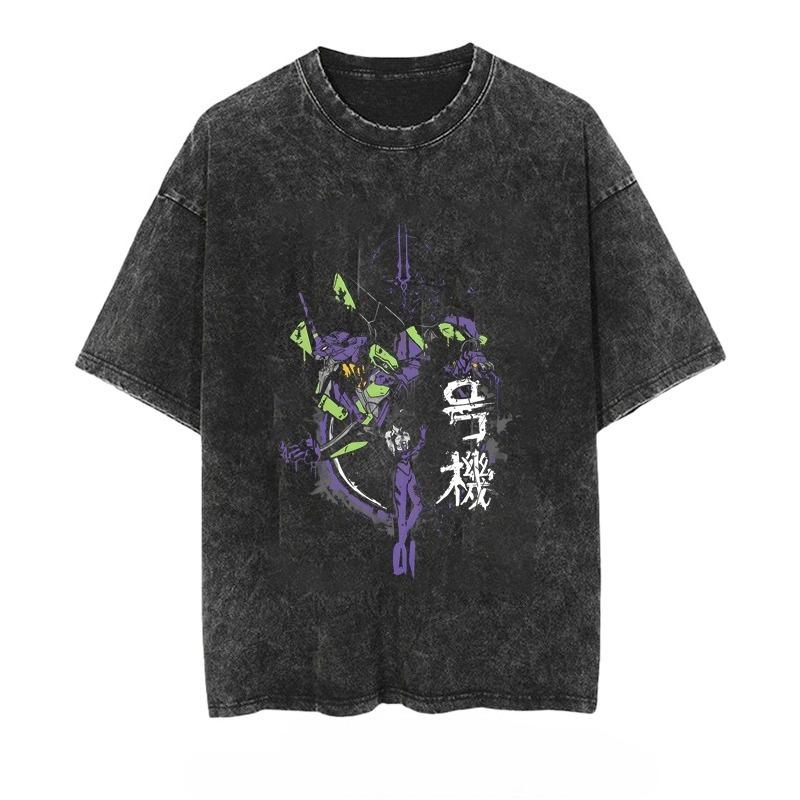 Zomer Mode Nieuwe Eeuw Evangelie Krijger Ontwerp T-shirt Y2K Harajuku Gewassen Korte Mouwen Shirt