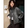 XWI Women's Color Block Wool Blend Diamond Knit Short Padded Jacket