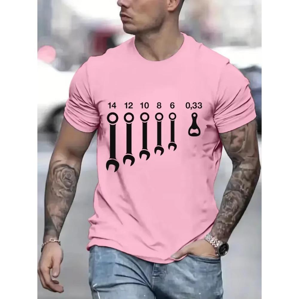 T Shirts for Men Clothing Wrench  Wrenches Beer Bottle Opener Tools Humorous T-Shirts Crewneck Tees Short Sleeve Oversized Tops