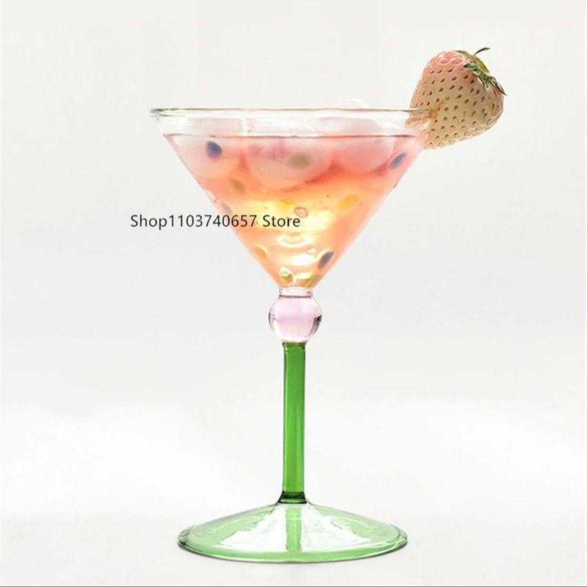 Creative Small Fresh Color Wave Dot Red Wine Glass Home Tall Cocktail Champagne Cup Vintage Ice Cream Dessert Cup
