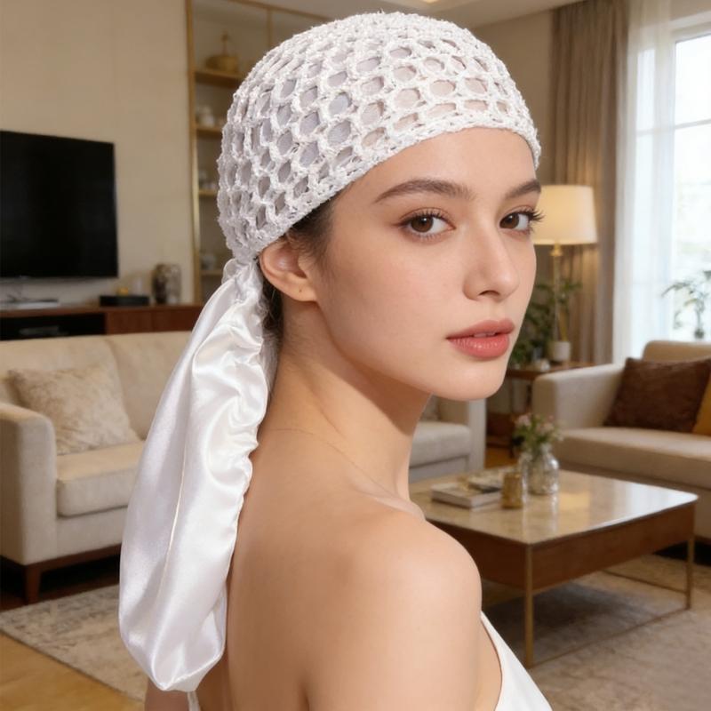 Reversible Bonnet Satined Bonnet Hat Hair Wrap Reversible Mesh Skull Hat For Long Curly Braided Hair Sleep Headpiece