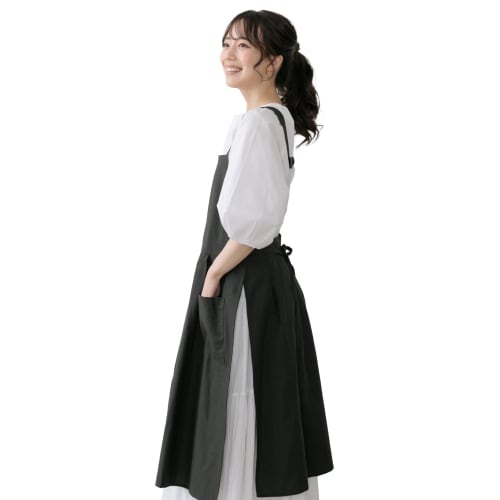 Chalino Women's Stylish Apron, Covers Your Bottom, Water-Repellent, Stylish Floral Print Apron Dress (Black), Free Size