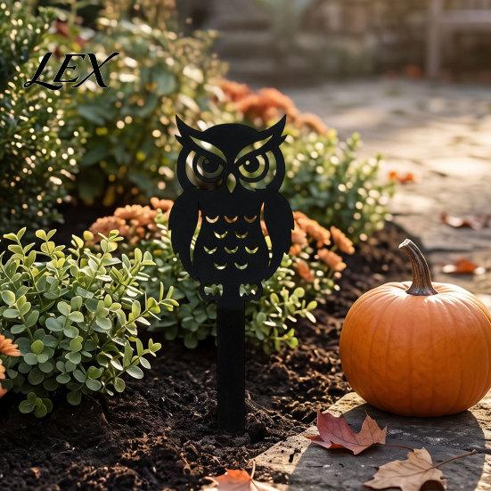 Black Matte Garden Stakes 5Pcs Halloween Planter Stakes, Acrylic Sign for Outdoor Yard Lawn Backyard, Decorative Plant Markers Ghost House Cat