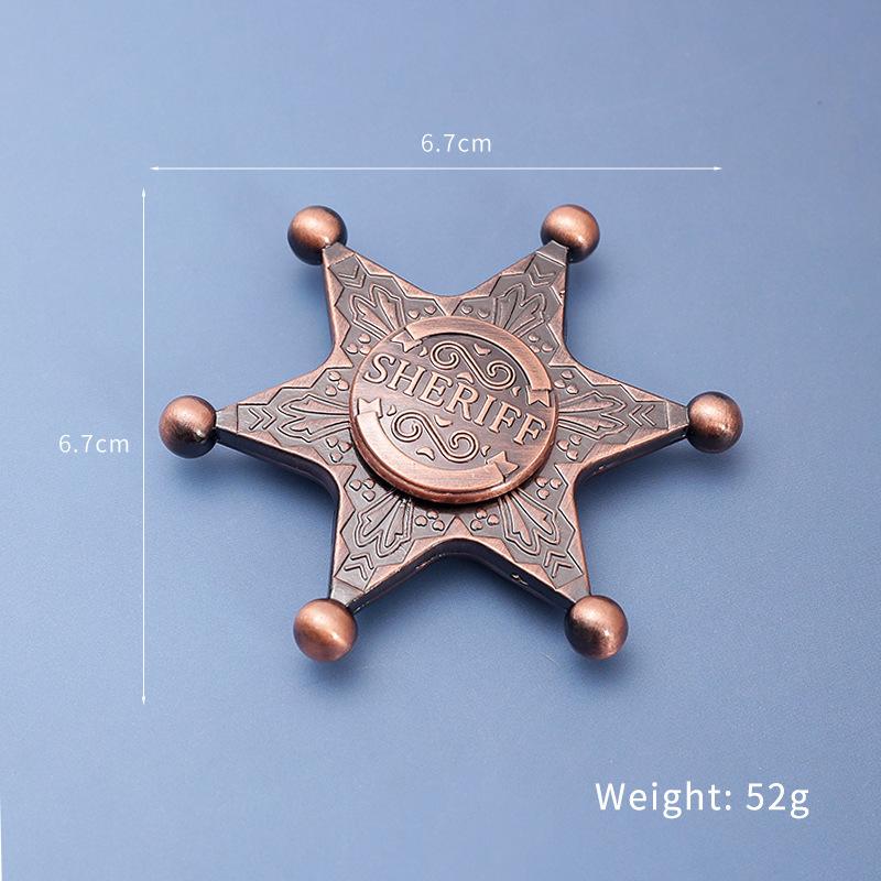 Factory direct sales zinc alloy hexagonal starfish fingertip gyro creative rotating badge