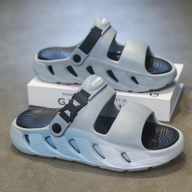Fashion Men's Casual Slippers Summer New Soft-sole Non-slip Beach Shoe Fashion Breathable Dual-use Sandals Classic Youth Sports Slippers