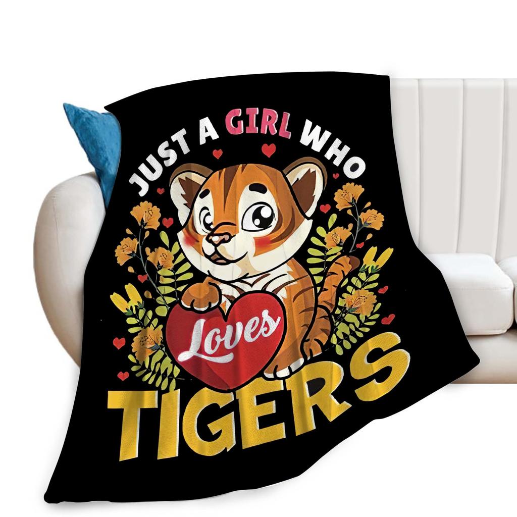3D Print Tiger Flannel Throw Blanket Wild Animals Blanket King Queen Size Super Soft Lightweight Warm for Living Room Couch Sofa