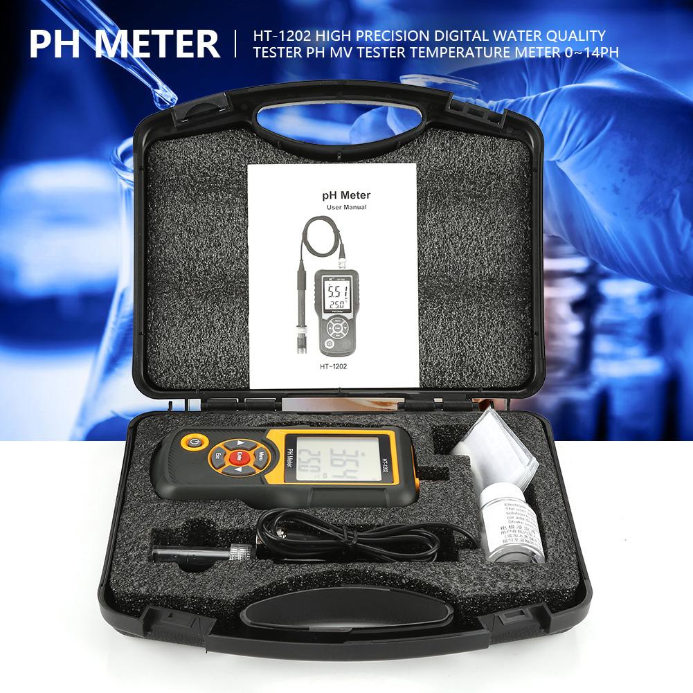 HT‑1202 High Precision Digital Water Quality Tester PH MV Tester Temperature Meter 0 14PH