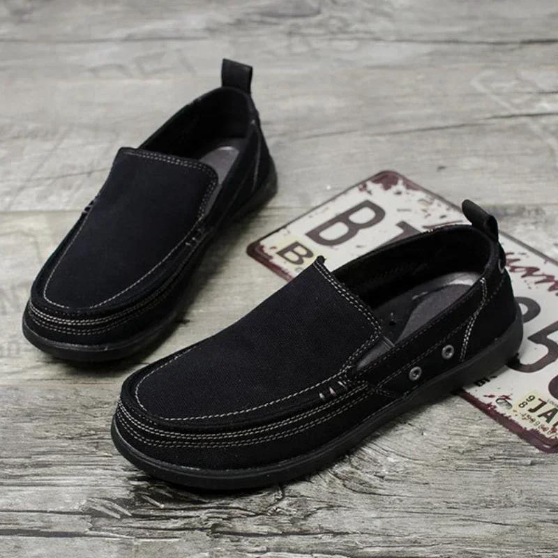 2024 Men Canvas Fashion Men's Casual Shoes Light Non-slip Loafer Flat Driving Shoes Outdoor Sneakers Vulcanized Shoes