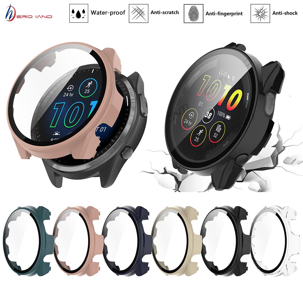 

Heroland PC жесткий защитный чехол + 9H закаленное стекло для Garmin Forerunner 965 265 265S бампер защитная пленка на весь экран CHINA&Forerunner 965 прозрачный