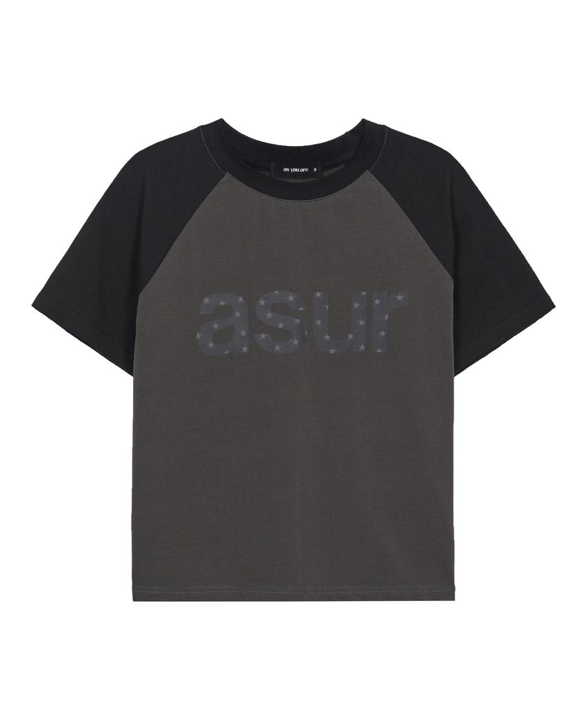 Aejeuyua Logo Raglan T-Shirt Charcoal