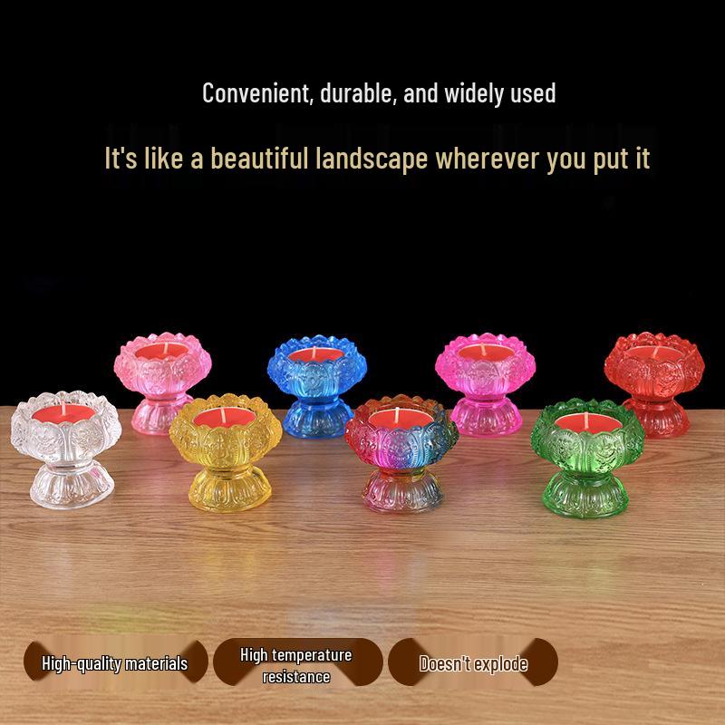 Siebenfarbige Glasur Lotus Kerzenhalter für Zuhause & Buddhistische Opfergabe