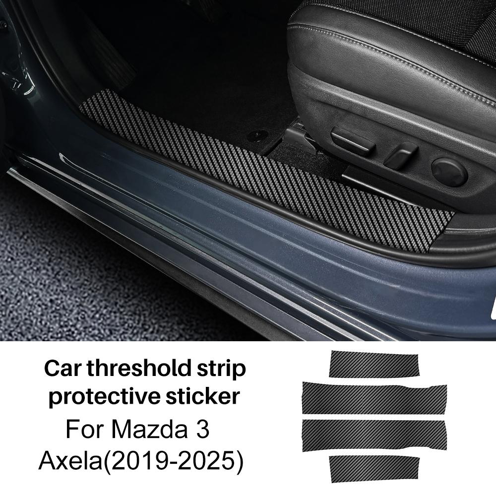

Car Front Rear Threshold Protection Sticker Accessories Suede For Mazda 3 BP 2024 2025 Mazda3 Axela Carbon Pattern
