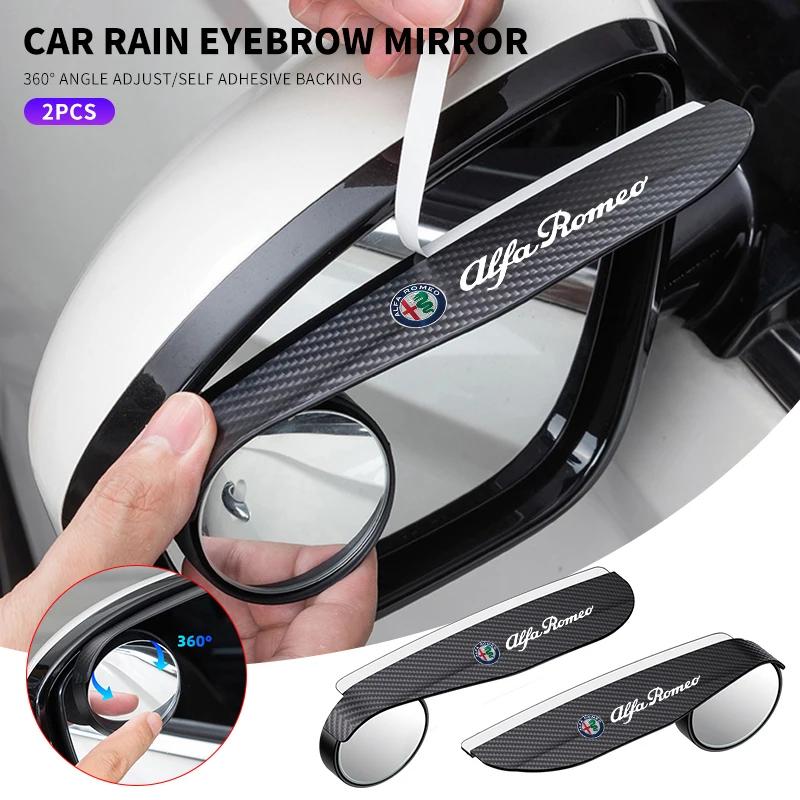 2Pcs Car Rearview Sun Visor Rain Eyebrow Blind Spot Mirror For Alfa Romeo GT 147 159 156 166 Giulietta Tonale Volante 8C