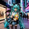 New anime character Hatsune Miku a little devil a raccoon and a dark ange suitable for decorations toys models tabletop ornamen