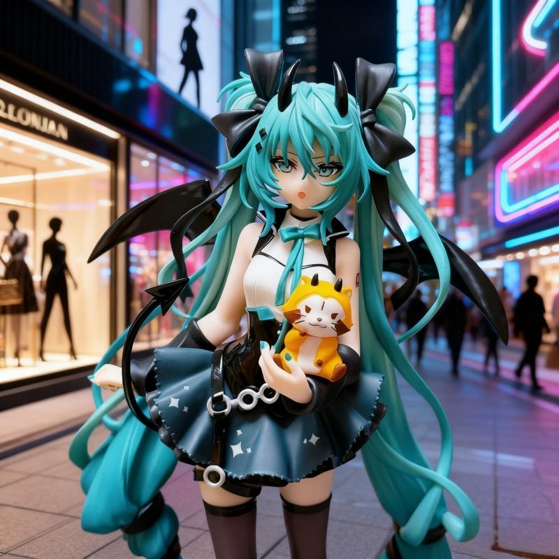 New anime character Hatsune Miku a little devil a raccoon and a dark ange suitable for decorations toys models tabletop ornamen