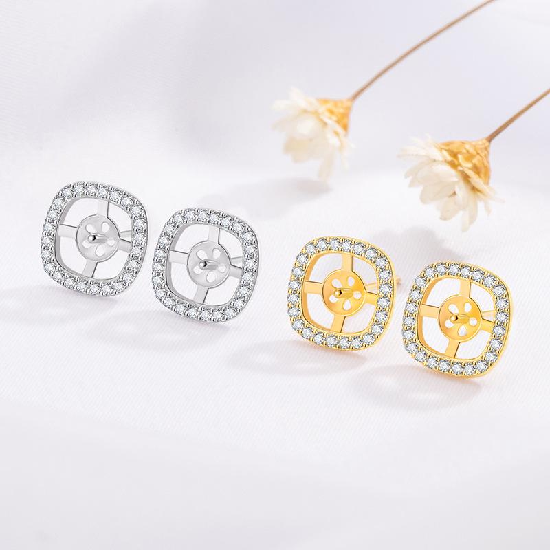 S925 Silver Pearl Earrings: Empty Setting Ear Wire, Hoop, Hook, Stud, Pendant, and Bottom Setting.