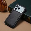 For iPhone 17 Pro Max Case Card Holder Kickstand Calf Textured Leather+PC+TPU Phone Cover