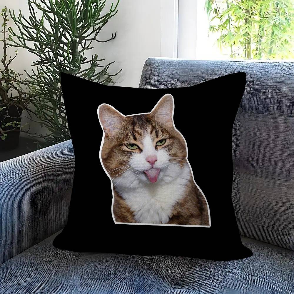 Cat Emoji Fun Art Pillow Covers Cartoon Sofa Decorative Home Doublesided Printing Short Plush Cute Cushion Cover