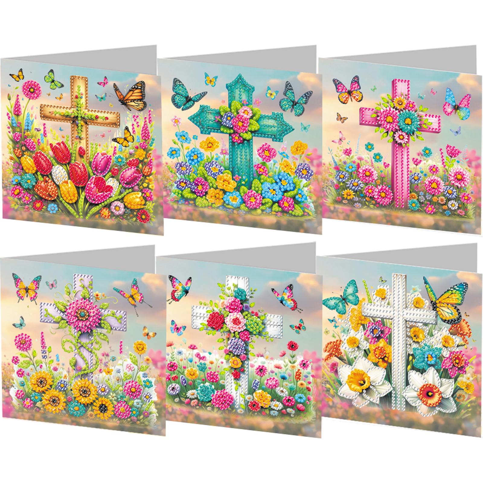 6 шт. 5D Алмазное Искусство Поздравительная Открытка DIY Алмазное Искусство Открытки Поздравления Ручная Алмазная Живопись Поздравительная Благодарственная Открытка