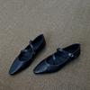 Soft sheepskin~ Retro leather soft sole with Mary Jane shoes women's shallow mouth single shoes flat pointed ballet shoes