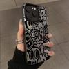 Super Cool Black Graffiti Anti-fall Phone Case for iPhone 16 15 14 13 12 11 Pro Max X XS Max XR 7 8 16 Plus SE2 Matte Hard Cover