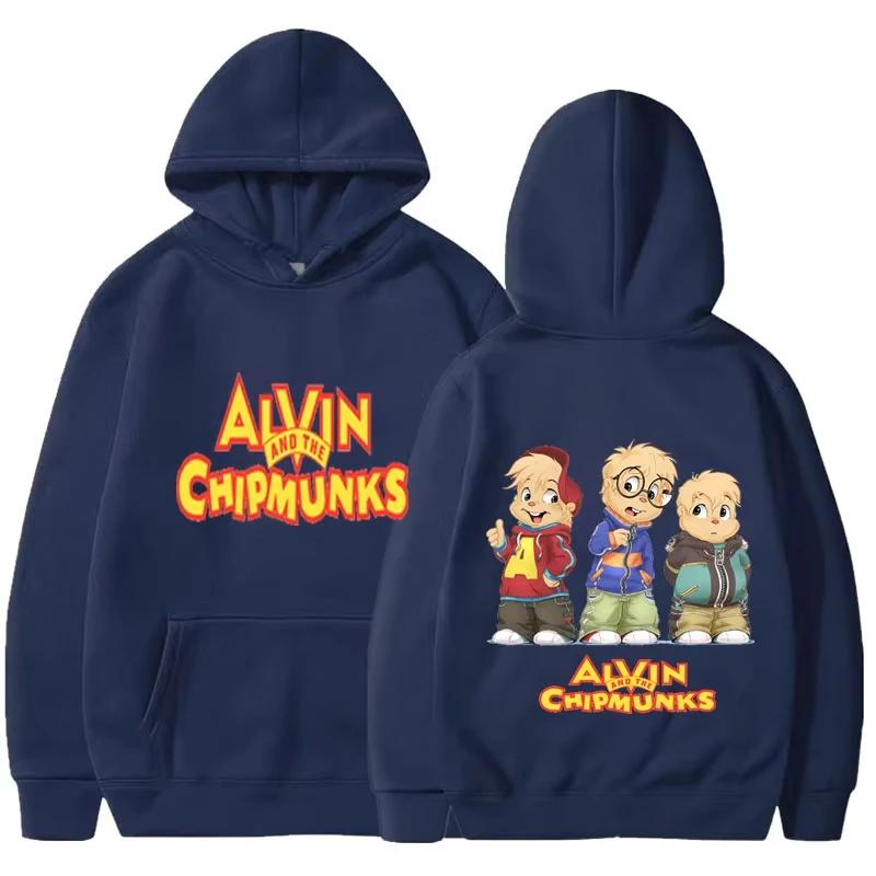 

Cartoon Hoodie Alvin and The Chipmunks Green Red Navy Blue Shirt Camisa S/P Movie Promo Animation Long Sleeve Hoody Sweatshirts S