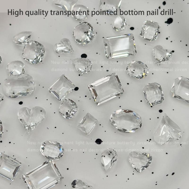 5Pcs Pointed Bottom Nail Rhinestones Mini Diamond Nail Charms 3D Crystal Gems Jewelry DIY Manicures Nail Decoration
