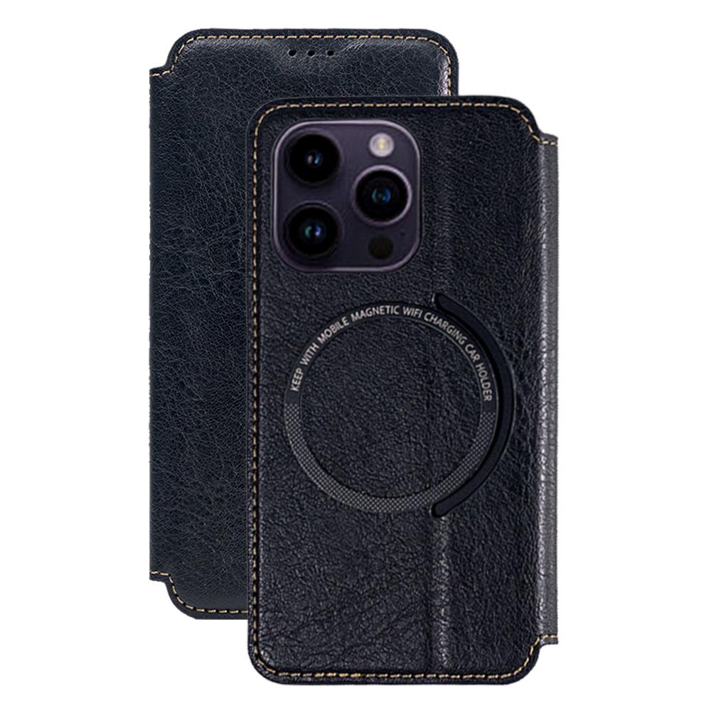 For iPhone 15 Anti-Scratch PU+TPU Matte Case Compatible with MagSafe Wallet Phone Cover