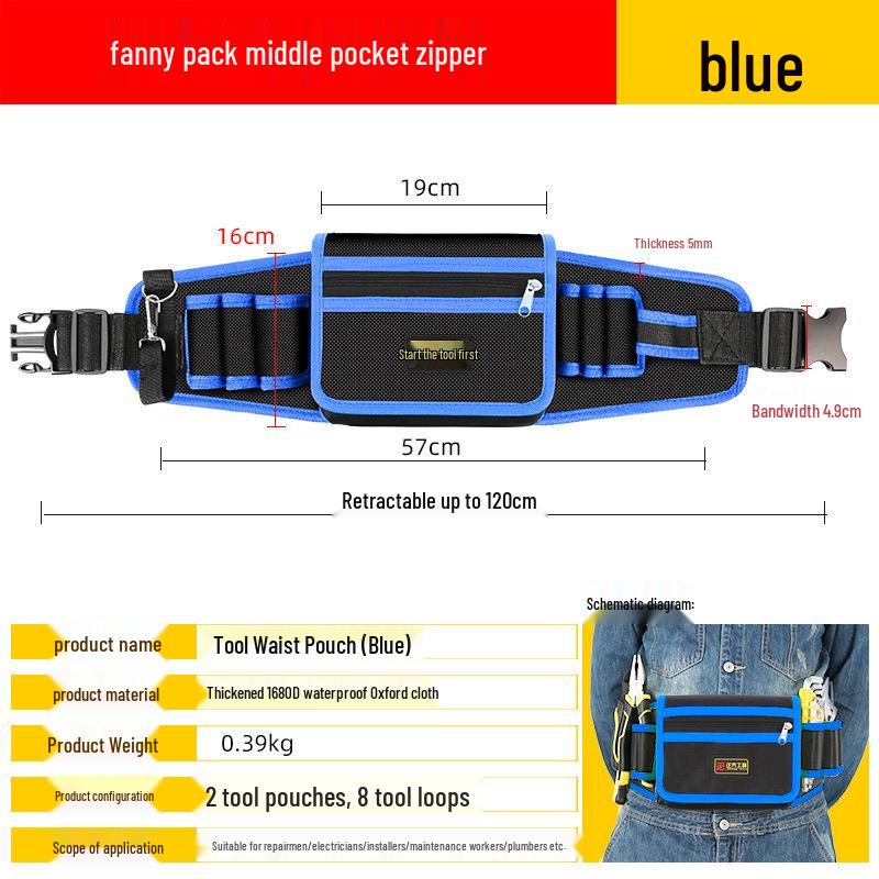 Portable Electrician Tool Belt: Sturdy, Multifunctional Waist Pouch for Construction Site Storage